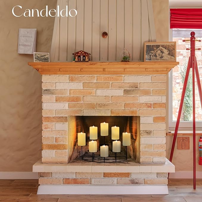 Candeldo Candle Holder for Inside Fireplace, Black Metal Candelabra | Mantle Decor, Floor Candelabras, Table Centerpiece, Candle Stand for Pillar