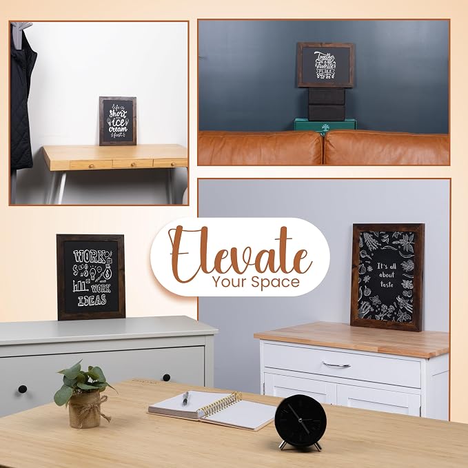Loddie Doddie Magnetic Chalkboard Calendar - 11 x 14 in, Rustic Frame - Stain Resistant Magnet Display - Wall Mount Organizer & Menu Board for Kitchen - Framed Magnetic Board