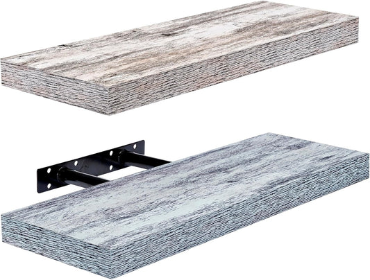 Sorbus Floating Shelves - 2 Pack 16 Inch Rustic & Blue Wall Shelves for Bedroom, Kitchen, Living Room, Bathroom Shelves, Home Decor, Office - Floating Shelf for Trophy, Books, Frames, Toilet Paper