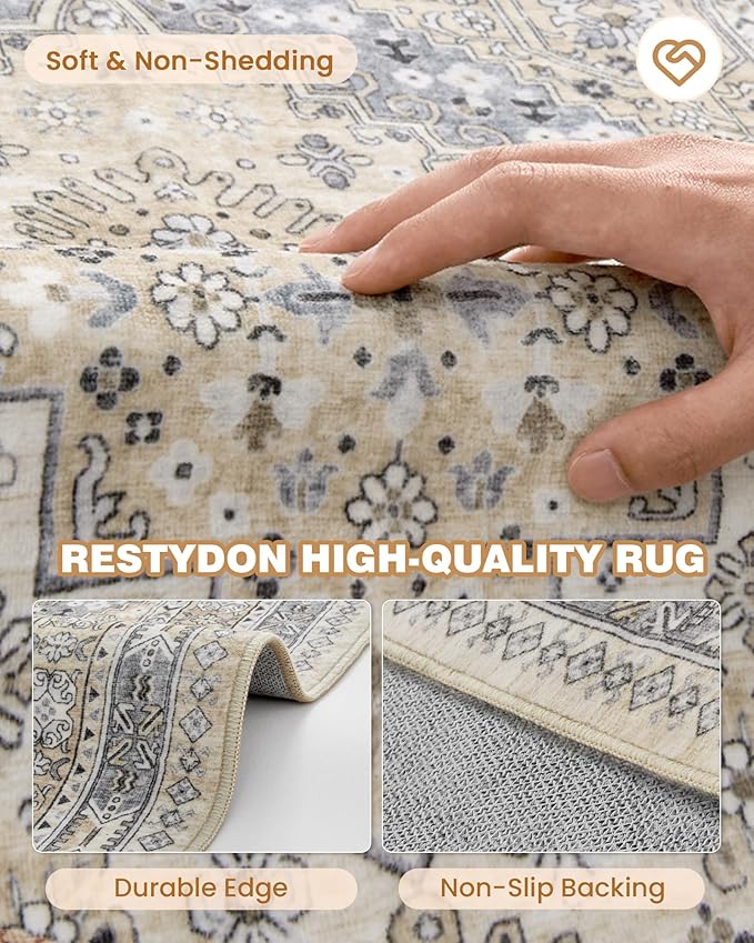 Kitchen Runner Rug Non Slip Washable 2.5x10, Soft Ultra-Thin Entryway Rug Runners for Hallways, Carpet Runner for Living Room,Kitchen, Laundry, Bathroom(Beige,2.5'x10')