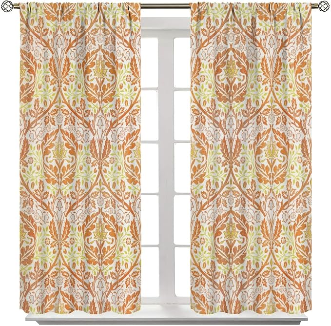 Bohemia William Morris Art Blackout Window Curtains, Vintage Flowers Foliage Rod Pocket Curtains, for Living Room Bedroom 42(W)*84(L) 2 Panels
