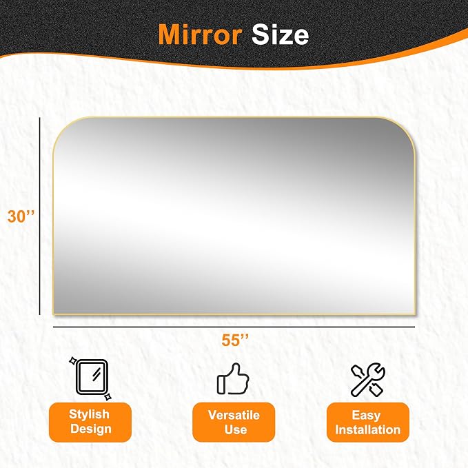 Bathroom Vanity Mirror,30" x 55" Gold Metal Framed Wall Mirror for Over Sink, Living Room, Bedroom,Entryway Decor