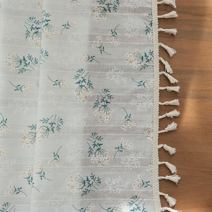 OYX Floral 63 Inch Curtains for Bedroom Living Room Drapes Boho Rod Pocket Semi Sheer Floor Length Window Curtains 2 Panel Sets Farmhouse Light Filtering Vintage Patterned Window Treatments