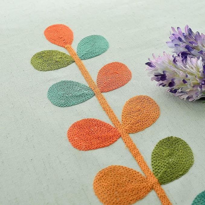 VOGOL Polyester Window Curtains 84 Inch Length, Colorful Leaves Embroidered Grommet Curtain Panels, 60% Room Darkening Drapes, W52 x L84, 2 Pcs