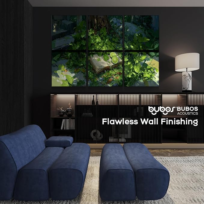 BUBOS 6 Pack Acoustic Wall Panels - High-Density Polyester Sound Absorbing Panels, Decorative Print Treatment for Recording Studio & Home Office, Peel and Stick, 23.6" x 23.6"