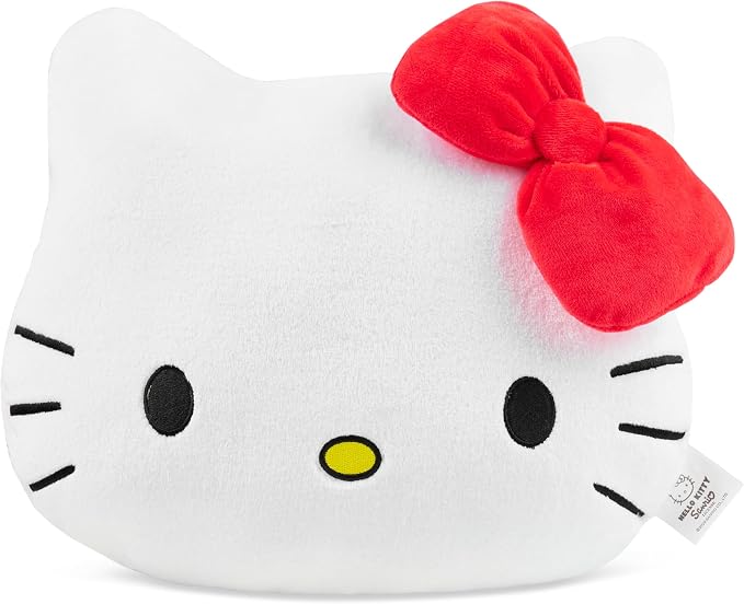 Hello Kitty Sanrio Plush Cushion Pillow, Plush Throw Pillow Fluffy Cushion Kawaii Decor Cinnamoroll Kuromi, Gifts for Teens, Women (White Hello Kitty, L14.6 x W12.6)