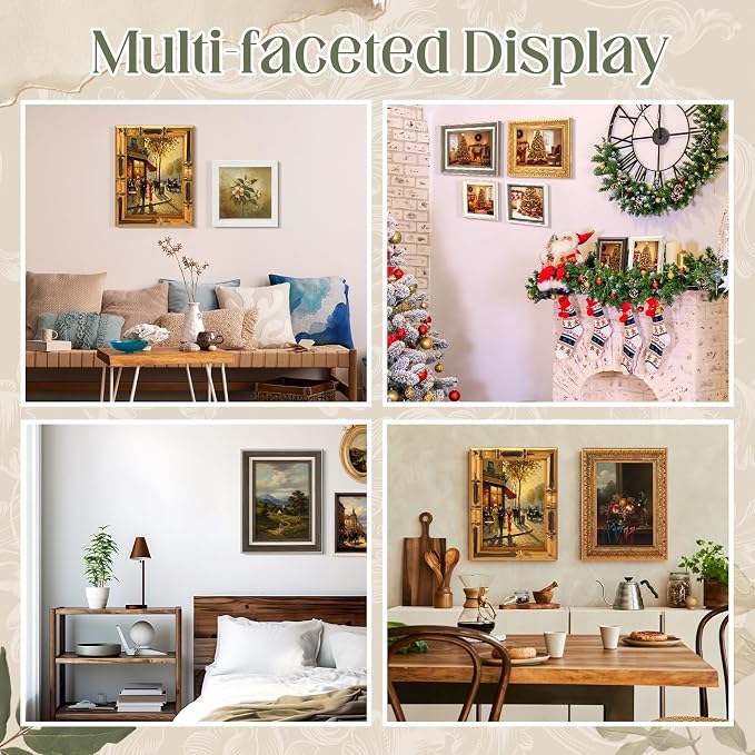 Kathfly 15 Pack Vintage Picture Frames for Wall, Tabletop Display Ornate French Country Frames Vintage Farmhouse Decor Antique Wall Frame Set for Gallery Bedroom Living Room Decor (Essential Style)