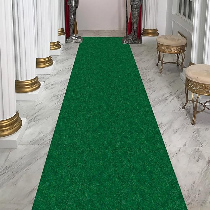 Ottomanson 2'7" x 25' Hallway Runner - Extra Durable Non-Slip Rug Mat for Indoor & Outdoor Use - Ideal for Kitchen, Entryway & Garage - High-Traffic Carpet, Green