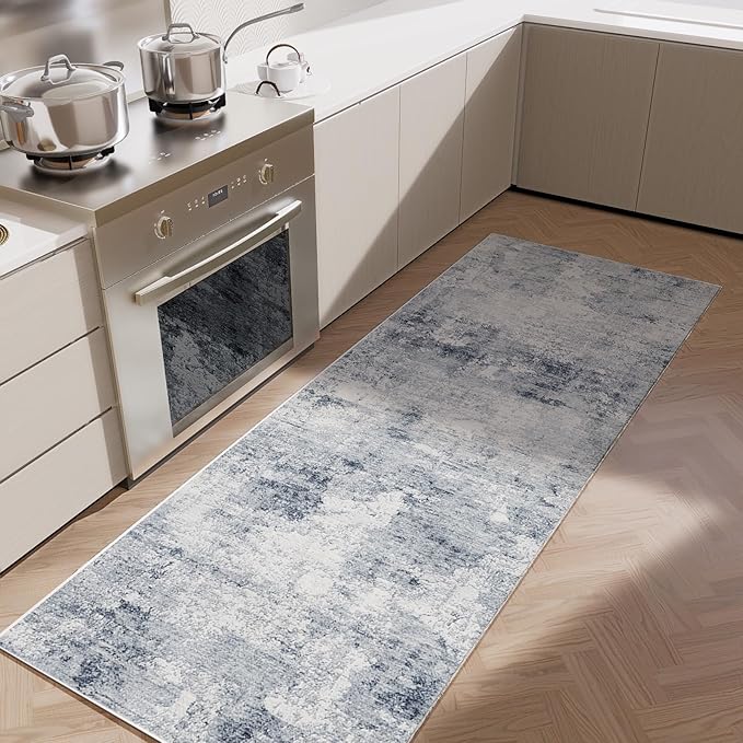 Machine Washable Runner Rugs for Kitchen: 2'x6' Hallway Runner Rug Non Slip Floor Rug with Rubber Backing Faux Wool Soft Low Pile Non Shedding Carpet Runners for Entryway Bedroom Bathroom Farmhouse