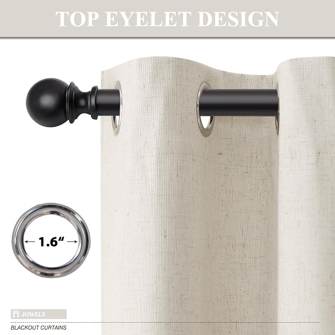 Jowels Grayish Brown Blackout Curtains 108 Length 2 Panels Set for Living Room Bedroom, 100% Black Out Thermal Insulated Linen Drapes, Room Darkening Grommet Curtains 108 Inches Long