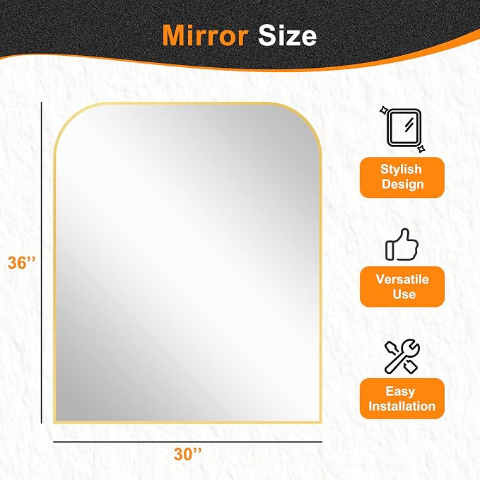 Bathroom Vanity Mirror,36" x 30" Gold Metal Framed Wall Mirror for Over Sink, Living Room, Bedroom,Entryway Decor