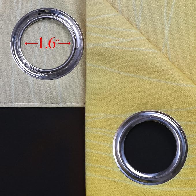 Ombre Gray and Yellow Blackout Curtains 63 Inch Length 2 panels, Full Room Darkening Curtains for Kids Room, Grommet Thermal Insulated Gradient Drapes, Light Blocking Curtains for Bedroom, 42x63 Inch