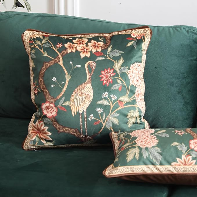 ISAENNE Designer Vintage Velvet Throw Pillow Cover,22"x22"-Mitchell | Pillow Cover,Concealed Zipper Design,Dragonfly Pattern,Sofas,Bedroom,Living Room,Lounge Chairs,All Season Home Decor