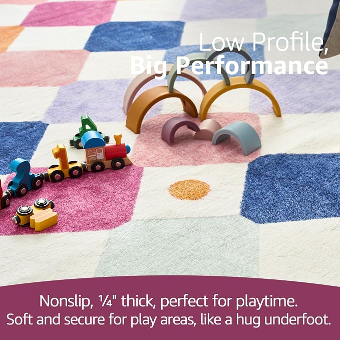 jinchan Macy Kids Rug for Classroom 7ft Radius Corner Washable Area Rug Modern Colorful Quarter Circle Rug Soft Non-Slip Carpet for Nursery Playroom Daycare Reading Nook Living Room Berries on Cream