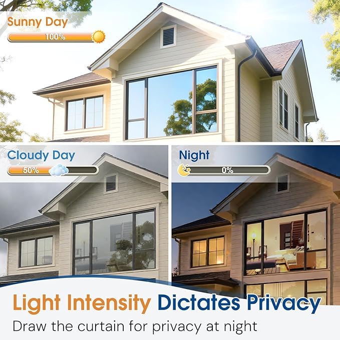 Homein One Way Privacy Window Film with Tool Window Tint for Home Heat Control Sun Blocking Anti UV Mirror Reflective Covering See Out Not in Static Cling No Glue Black-Sliver 23.6" x 78.7"