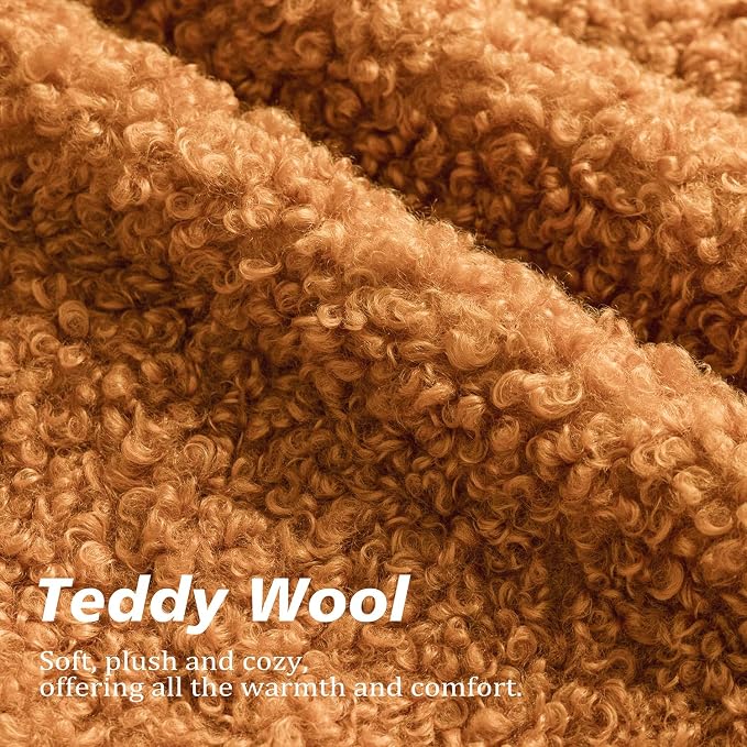Foindtower Set of 2 Curly Teddy Wool Pillow Covers Decorative Boucle Textured Lumbar Throw Pillow Faux Fur Sherpa Pillowcases Sheepskin Fuzzy Cushion Case for Sofa Bedroom Car 12"x20" Orange