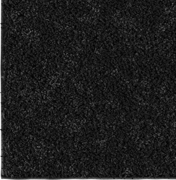 Ottomanson Extra Large Shag Area Rug, Rugs for Living Room, Soft Fluffy Oversized Rug with Non-Slip Rubber Backing, Non-Shedding Rug for Under Couch & Furniture, 7'10" x 20', Black