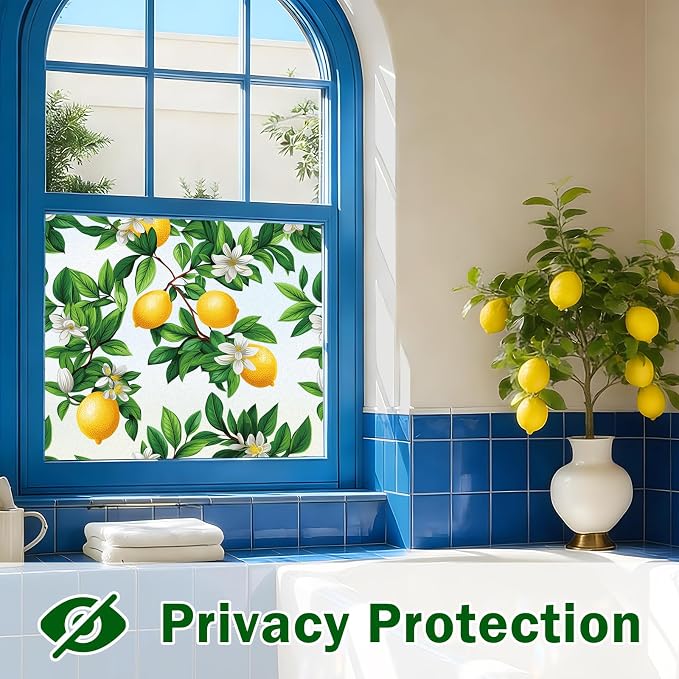 Window Film, Frosted Privacy, One Way Tint, UV Block, Heat Insulation, Anti-Glare, Static Cling, Renter Friendly for Home Bathroom Door