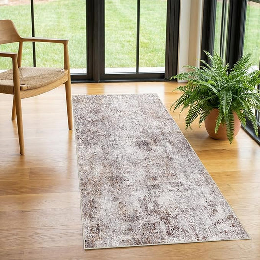 2x4 Area Rug for Entryway: Low Pile Washable Rug with Non Slip Backing Pet Friendly Durable Mat Ideal for High Traffic Areas Like Front Door Kitchen Bathroom or Small Spaces (Brick Gray,2x4)