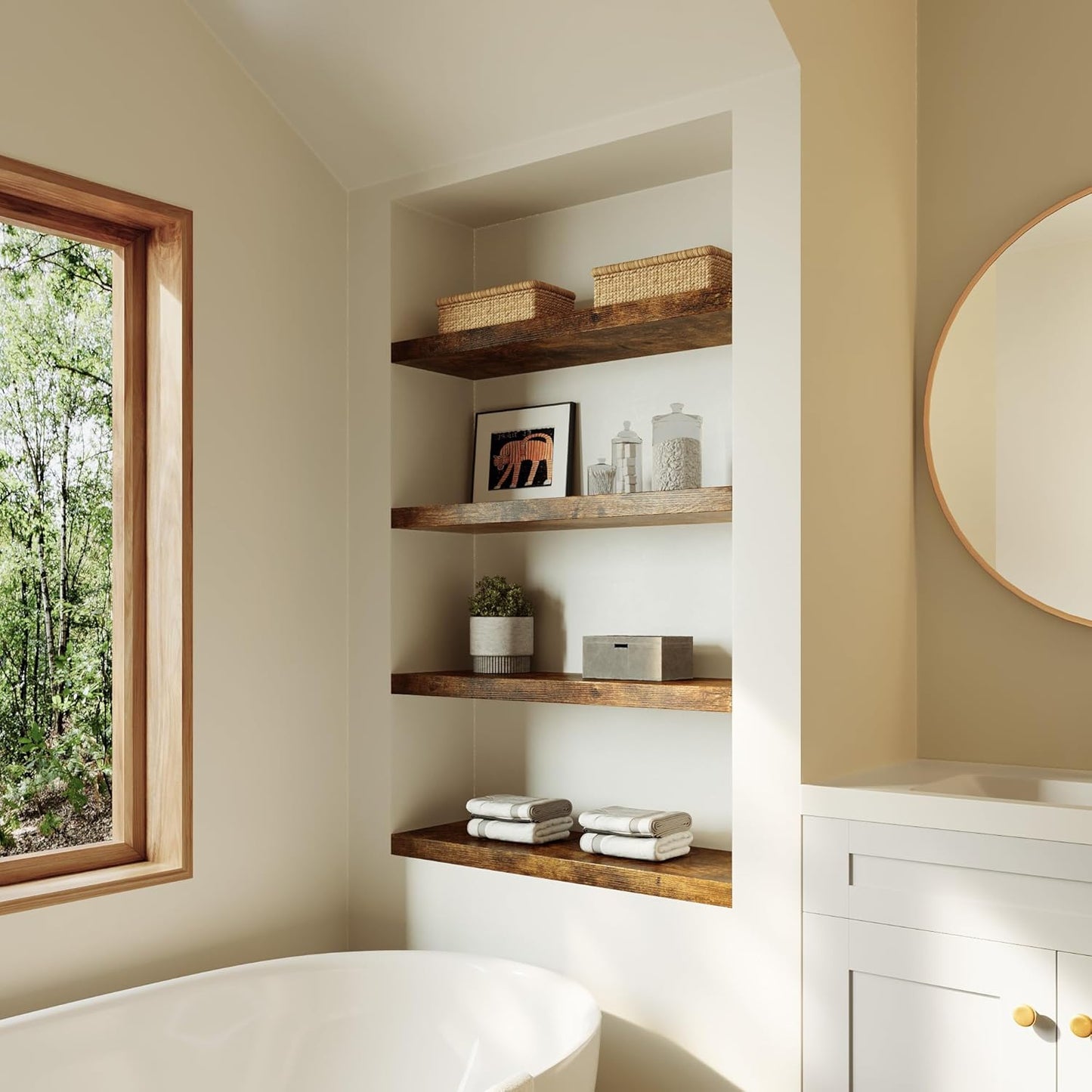 Large Floating Shelves for Wall Set of 2 Wooden Wall Shelves 30 in x 12.75 in x 2 in Room Decor Long Shelf with Invisible Wall Mount Bracket for Bedroom Kitchen Living Room Rustic Brown