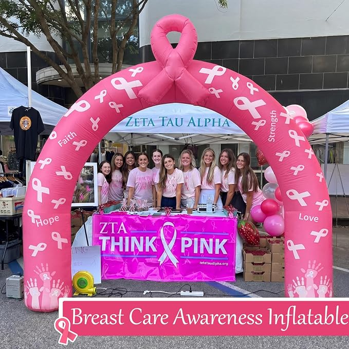 Shappy 9ft Breast Cancer Awareness Inflatable Arch Decorations LED Lights Pink Ribbon Blow up Archway Giant Decor for Breast Cancer 2026 Party Holiday Yard Lawn Porch Garden Outdoor Indoor