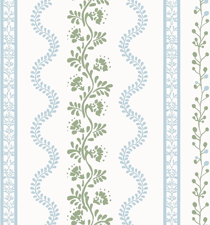 102 Inch Long Blue and Green Floral Curtains for Living Room, Semi Sheer Floor to Ceiling Drapes, Cottage Core Linen Pattern Printed Drapes