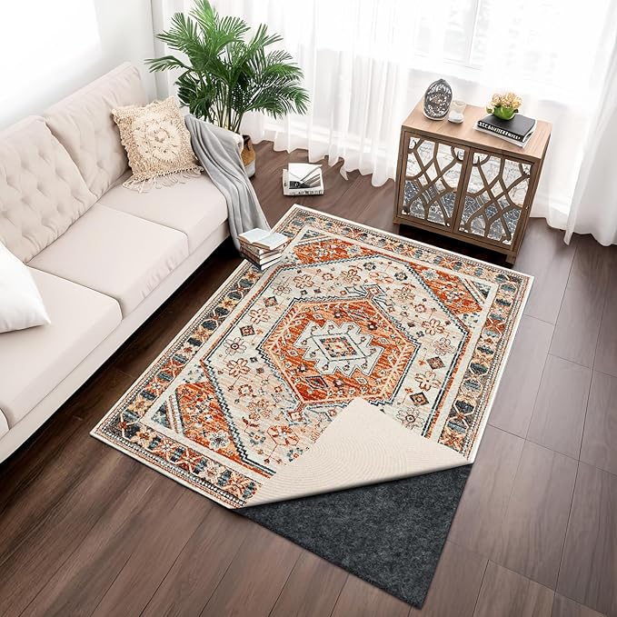 100% Waterproof Rug pad, 5x8 ft Area Rug Non-Slip Rug Pads, Carpet Pads for All Floors and finishes, Felt pad for Hardwood Floors, Keep Carpets in Place Soft and Secure(1/8" Thick, 5' x 8')