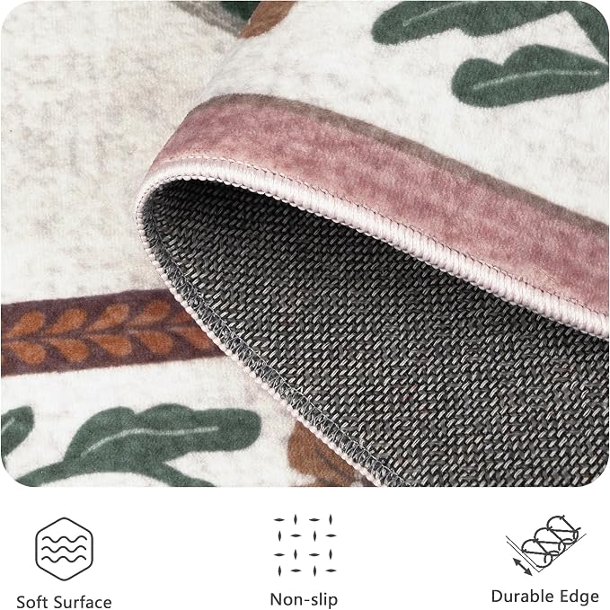 Area Rug 5x7, Insect Ultra Soft Washable Rug Non Slip with Rubber Back, Stain Resistant Rugs for Living Room, Bedroom, Dining Room, Kids Room(Pink Butterfly)