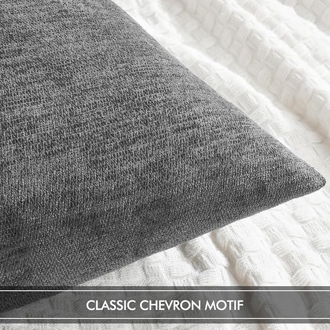 MIULEE Pack of 2 Dark Gray Decorative Pillow Covers 18x18 Inch | Soft Chenille Couch Throw Pillows Farmhouse Cushion Covers for Home Decor Sofa Bedroom Living Room