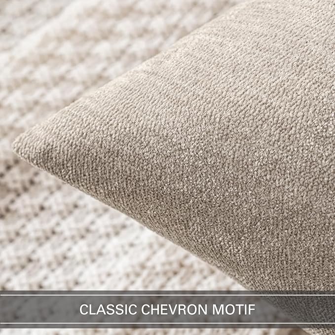 MIULEE Pack of 2 Beige Decorative Pillow Covers 16x16 Inch | Soft Chenille Couch Throw Pillows Farmhouse Cushion Covers for Home Decor Sofa Bedroom Living Room