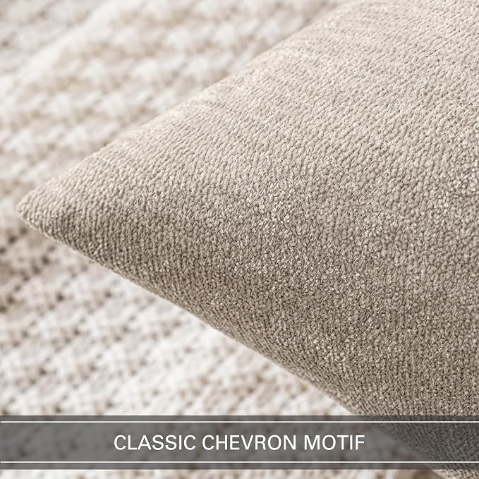 MIULEE Pack of 2 Beige Decorative Pillow Covers 22x22 Inch | Soft Chenille Couch Throw Pillows Farmhouse Cushion Covers for Home Decor Sofa Bedroom Living Room