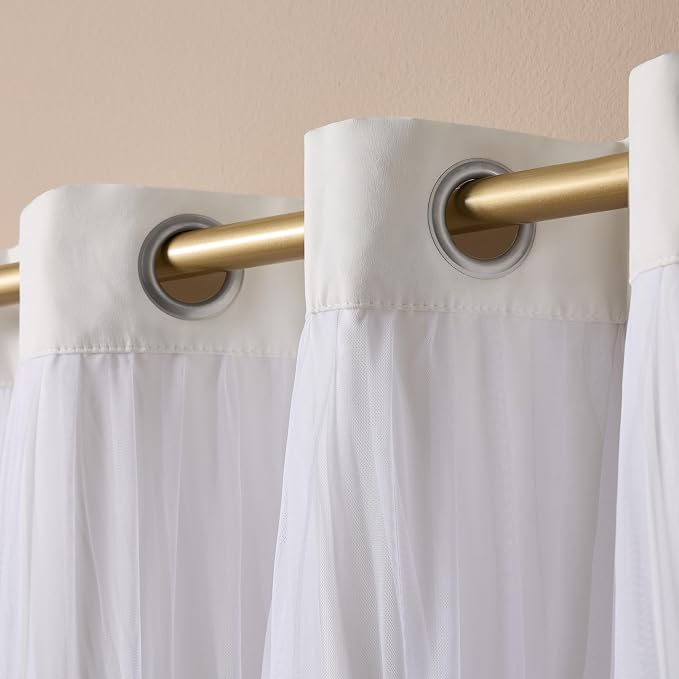 TOWN & COUNTRY LUXE Talia Double Layer Indoor Curtains, Sheer and Room Darkening Blackout, Grommet Top, Energy Efficient, 2-Pack Set, 52"x120", Winter