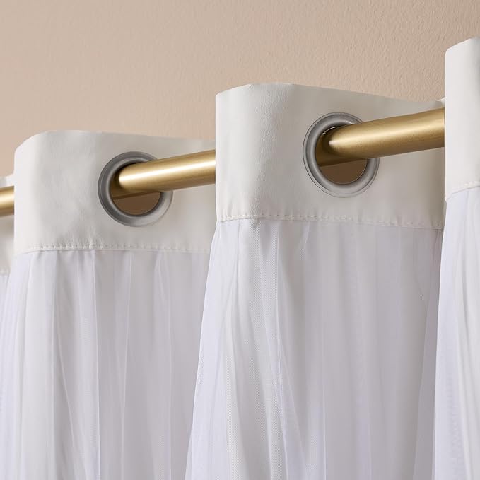 TOWN & COUNTRY LUXE Talia Double Layer Indoor Curtains, Sheer and Room Darkening Blackout, Grommet Top, Energy Efficient, 2-Pack Set, 52"x84", Winter White