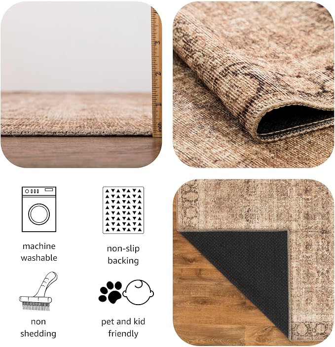 Keen Home Design 24"x36" Rug - Machine Washable Entry Rug with Non-Slip Backing, Ideal for Enteryway, Kitchen, Bathroom, Laundry Room - Vintage, Easy Clean, Durable, Low Pile - (2' x 3')