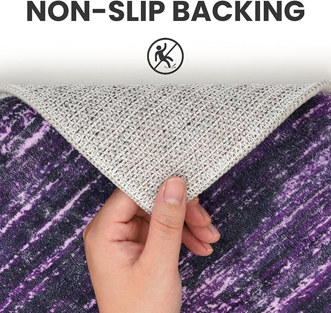 SIILOOM 5x7 Modern Abstract Area Rug for Bedroom, Purple White Large Super Soft Washable Rug with Non-Slip, Non-Shedding Rugs for Living Room, Indoor Door Mat for Home Décor
