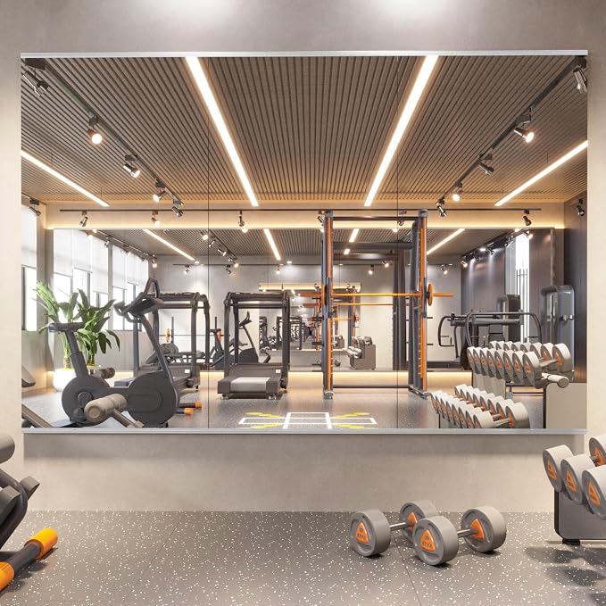 pertetey Home Gym Mirror, 65X24 Inch(Each)-3Pack Large Frameless Tempered Glass Full Body Wall Mounted Mirror for Gym, Yoga, Exercise, Dance Studio