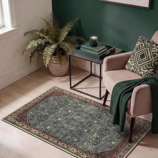 Keen Home Design 2x3 Rug - Machine Washable Entry Rug with Non-Slip Backing, Ideal for Enteryway, Kitchen, Bathroom, Laundry Room - Vintage, Easy Clean, Durable, Low Pile Rug - (2' x 3')
