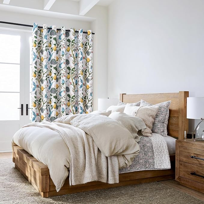 Topfinel Sliding Door Patio Floral Curtains & Drapes, Blackout Extra Wide Room Divider Large Coquette Vintage Farmhouse Country Hummingbird Patterned Grommet Curtains 1 Single Panels W100 x L84