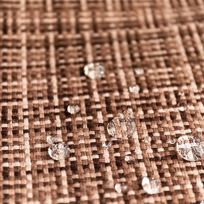Kevin Textile Outdoor Waterproof Throw Pillow Covers 12x24 Inch Pack of 2 Woven Faux Linen Farmhouse Decorative Water Resistant Lumbar Cushion Covers for Tent Patio Garden Couch Sofa Brown
