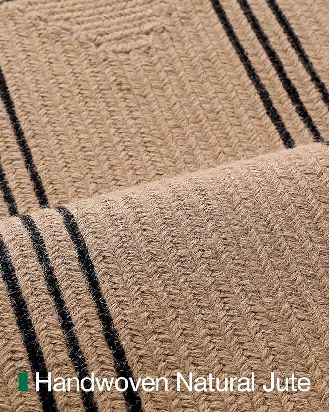 LUMI 3x7 Jute Runner Rug Non Slip for Hallway, Natural Rustic Carpet No Shedding, Farmhouse Braided Area Mat Indoor High Traffic for Living Room, Entryway, Kitchen, Laundry