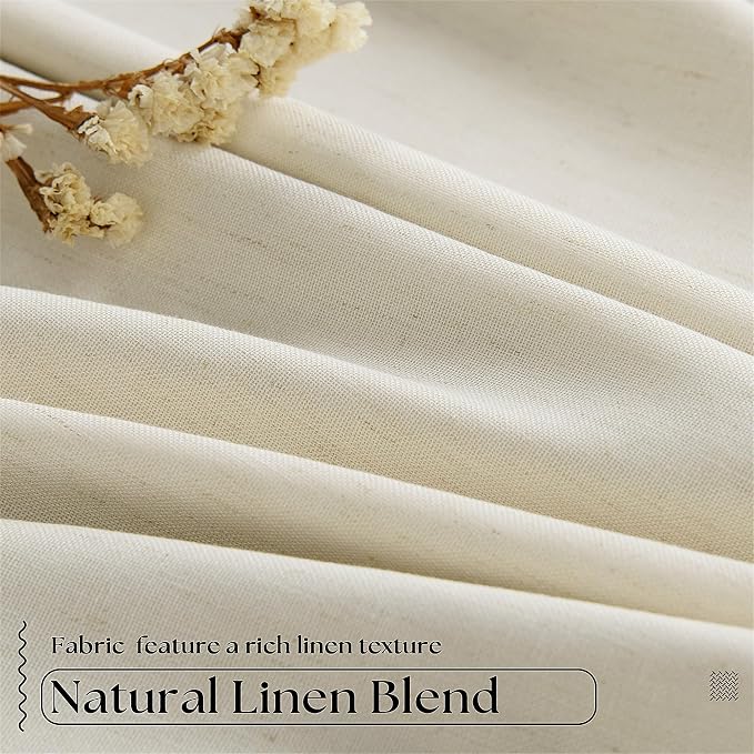 Linen Beige Black Out Curtains 63 Inch Long for Bedroom Pinch Pleated with Rings Hooks Back Tab Thermal Insulated Short Length Linen Blackout Drapes Farmhouse Living Room Darkening Kitchen Curtains