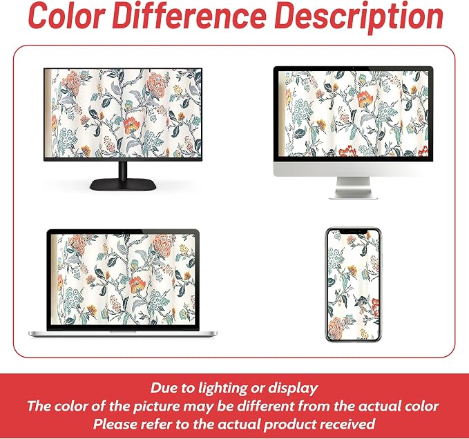 DriftAway Ada Floral Botanical Print Flower Leaf Lined Thermal Insulated Room Darkening Blackout Window Curtains 2 Layers Set of 2 Panels Each 52 Inch by 72 Inch Ivory Orange Teal