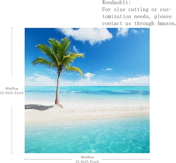 Decorative Window Privacy Film, Heat Control Sun Blocking UV Protection, Ocean Beach Design Static Cling, Non Adhesive Windows Tint for Home Kitchen Office 60x60cm/23.6x23.6in