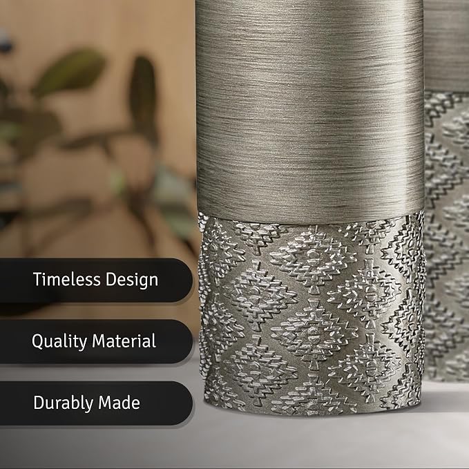 Creative Scents Dublin Silver Vases - Set of 3 Vases for Flowers, Decorative Vases, Farmhouse Decor, Premium Décor, Centerpiece Table Decorations for Your Kitchen, Bedroom, Office, Living Room