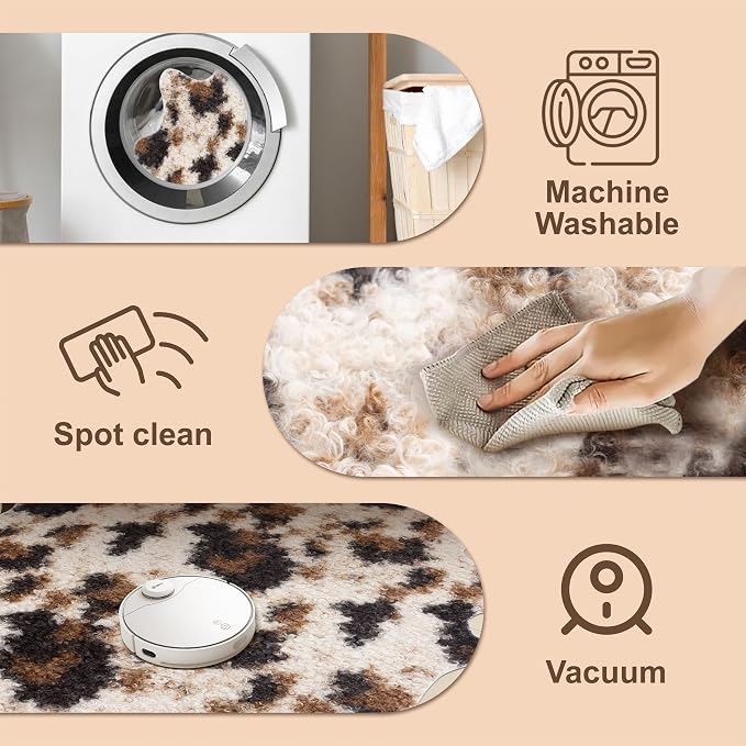Faux Fur Cowhide Rug: Fluffy Cow Print 5.2x7 Feet Washable Cow Hide Rug for Living Room Bedroom Animal Print Skin Rustic Western Décor Black and Brown