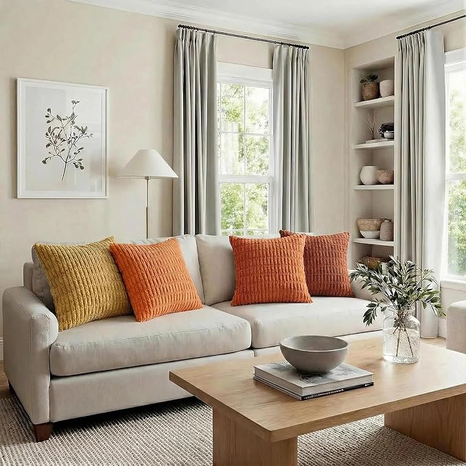 Fancy Homi 4 Packs Decorative Throw Pillow Covers for Living Room Couch Bed, Modern Farmhouse Boho Home Décor Accent Cushion Case, 18" x 18", Burnt Orange Series