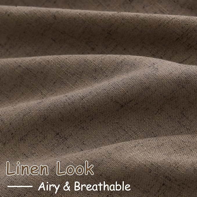 Light Brown Linen Curtains 84 Inches Long for Bedroom Back Tab Light Filtering Privacy Semi Sheer Curtains Modern Farmhouse Decor Light Brown Cotton Textured Curtain for Living Room 2 Panels 52x84