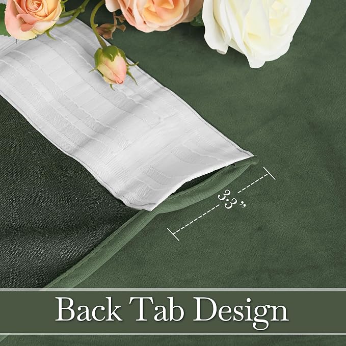 RYB HOME Elegant Green Velvet Curtains 92 inches Long, Light Blocking, Thermal Insulated, Stylish Velvet Drapes with Hook Belt for Cozy Home Aesthetics, 52" W x L92 L, 2 Panels Set