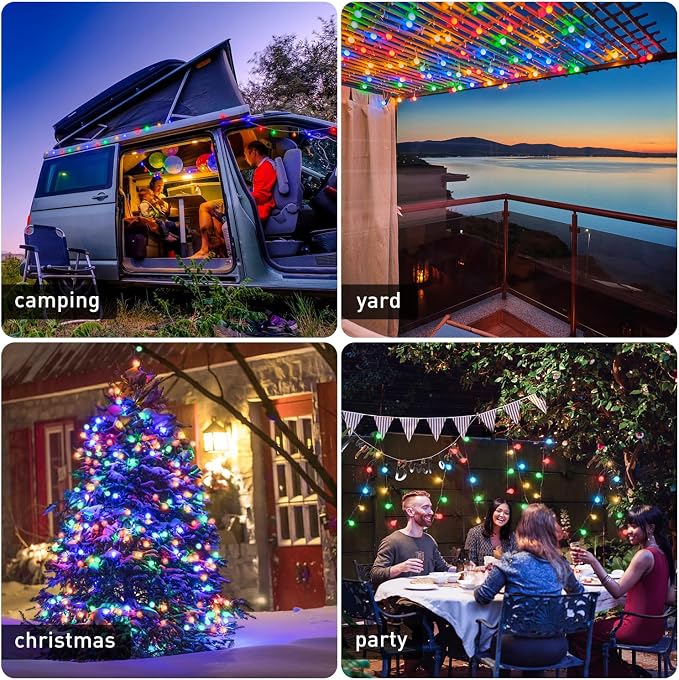 JMEXSUSS Multicolor 100 LED Globe Christmas Lights Indoor Plug in | 33ft 8 Mode String Lights with Remote, Connectable Fairy Lights for Bedroom Room Tree Party Holiday Christmas Decoration
