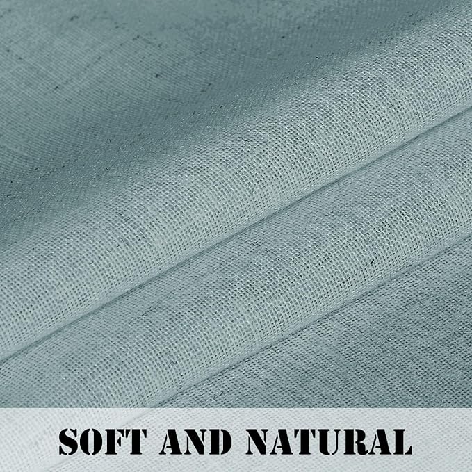H.VERSAILTEX Linen Curtains Elegant Natural Linen Semi Sheer Curtains Energy Light Filtering Rod Pocket Window Treatments Panels for Living Room (Set of 2, Cloud Blue, 52 inch W X 72 inch L)